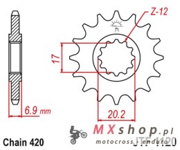 JT ZĘBATKA PRZEDNIA 600M15 SILNIK AM6 (JTF1120,15) (ŁAŃC. 420)