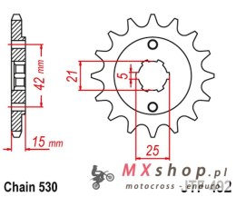 JT ZĘBATKA PRZEDNIA 7003 15 DUCATI 500/600 PANTAH SPORTS '80-84' (700315JT) (ŁAŃC. 530) NA ZAMÓWIENIE