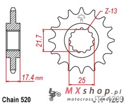 JT ZĘBATKA PRZEDNIA HONDA CB 250 '96-07' VT/VTR 250 '98-17' (ŁAŃC. 520)