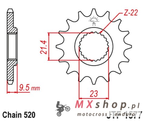 JT ZĘBATKA PRZEDNIA YAMAHA XT 600 '99-03' TT 600 '04, (GRUBOŚĆ 9.5MM) (ŁAŃC. 520) JT ZĘBATKA PRZEDNIA YAMAHA XT 600 '99-03' TT 600 '04, (GRUBOŚĆ 9.5MM) (ŁAŃC. 520)