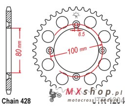 JT ZĘBATKA TYLNA 4351 50 HONDA CRF 100F '04-'13, XR 100R '85-'03 (JTR1204.50) (ŁAŃC. 428)