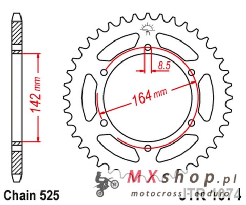 JT ZĘBATKA TYLNA 4589 44 HYOSUNG GT 650 '04-'15 (458944JT) (ŁAŃC. 525) JT ZĘBATKA TYLNA 4589 44 HYOSUNG GT 650 '04-'15 (458944JT) (ŁAŃC. 525)