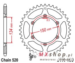 JT ZĘBATKA TYLNA 489 47 ALUMINIOWA RACELITE KAWASAKI KX/KXF '84-23 (48947JT) (ŁAŃC. 520) KOLOR CZARNY
