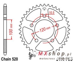 JT ZĘBATKA TYLNA 703 41 CAGIVA TAMANACO 125 88-91 (70341JT) (ŁAŃC. 520) - ZASTĘPUJE 70340JT (JTR698.40)