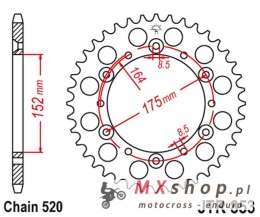 JT ZĘBATKA TYLNA 856 46 ALUMINIOWA RACELITE YAMAHA YZ/YZF '88-'98 (85646JTA) (ŁAŃC. 520) KOLOR CZARNY