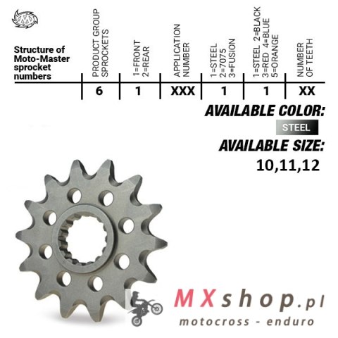 MOTO-MASTER ZĘBATKA PRZEDNIA 2240 10 (224010) KTM SX 50/SX 50 MINI '02- , SX-E5 E-BIKE '19-, GASGAS MC 50 MC-E E-BIKE 21-, HUSQV MOTO-MASTER ZĘBATKA PRZEDNIA 2240 10 (224010) KTM SX 50/SX 50 MINI '02- , SX-E5 E-BIKE '19-, GASGAS MC 50 MC-E E-BIKE 21-, HUSQV