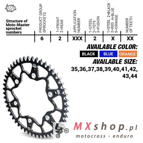 MOTO-MASTER ZĘBATKA TYLNA ALUMINIOWA T7075 (ERGAL) 4644 40 (464440) KTM SX 50/SX 50 MINI '02- , SX-E5 E-BIKE '19-, GASGAS MC 50 MOTO-MASTER ZĘBATKA TYLNA ALUMINIOWA T7075 (ERGAL) 4644 40 (464440) KTM SX 50/SX 50 MINI '02- , SX-E5 E-BIKE '19-, GASGAS MC 50