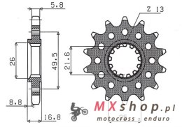 SUNSTAR ZĘBATKA PRZEDNIA 2093M 15 KAWASAKI ZX6R '03-'06 (JTF1307.15) (ŁAŃC. 520) (2093M15JT)