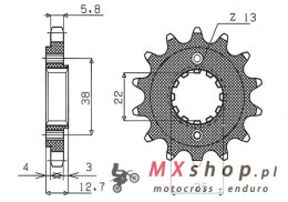 SUNSTAR ZĘBATKA PRZEDNIA 511 15 KAWASAKI KLR 650 '90-'14 (JTF511.15) (ŁAŃC. 520) (51115JT)