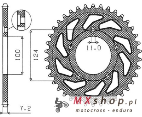SUNSTAR ZĘBATKA TYLNA 4443 36 DUCATI 749 '03-'06 (JTR744.36) (ŁAŃC. 525) (444336JT) SUNSTAR ZĘBATKA TYLNA 4443 36 DUCATI 749 '03-'06 (JTR744.36) (ŁAŃC. 525) (444336JT)