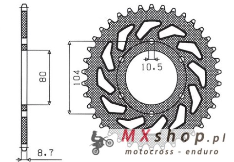 SUNSTAR ZĘBATKA TYLNA 501 33 KAWASAKI Z 750C '80-87, GPZ 1100 '81-85, GPZ 750 '83-89, GPZ 750 TURBO '82-87 (ŁAŃC. 630)
