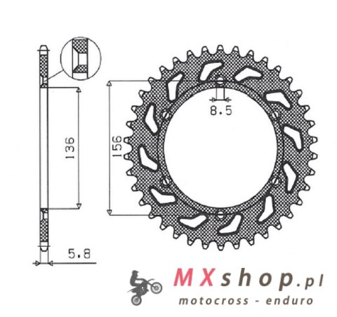 SUNSTAR ZĘBATKA TYLNA ALUMINIOWA (ERGAL) 702 50 HUSQVARNA SM 610 (08-09), SUZUKI DR350 (90-03), RGV 250 (91-96) (ŁAŃC. 520) (702 SUNSTAR ZĘBATKA TYLNA ALUMINIOWA (ERGAL) 702 50 HUSQVARNA SM 610 (08-09), SUZUKI DR350 (90-03), RGV 250 (91-96) (ŁAŃC. 520) (702