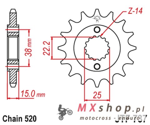 JT ZĘBATKA PRZEDNIA 7001 14 DUCATI 907 PASO SPORTS '90-'93 (700114JT) (ŁAŃC. 520) JT ZĘBATKA PRZEDNIA 7001 14 DUCATI 907 PASO SPORTS '90-'93 (700114JT) (ŁAŃC. 520)
