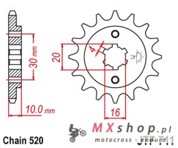 JT ZĘBATKA PRZEDNIA 720 14 CAGIVA 125 W8/FRECCIA/PLANET/MITO/RAPROR '85-10' (72014JT) (ŁAŃC.520)