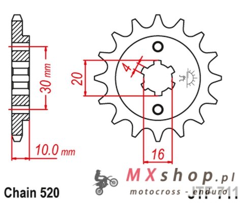 JT ZĘBATKA PRZEDNIA 720 14 CAGIVA 125 W8/FRECCIA/PLANET/MITO/RAPROR '85-10' (72014JT) (ŁAŃC.520) JT ZĘBATKA PRZEDNIA 720 14 CAGIVA 125 W8/FRECCIA/PLANET/MITO/RAPROR '85-10' (72014JT) (ŁAŃC.520)