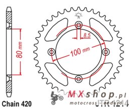 JT ZĘBATKA TYLNA 238 36 HONDA CRF 70 '04-12'; CRF 110 '13-21', XR 70/80 '97-03', CR 50/80 '82-84' (23836JT) (ŁAŃC.420)