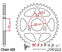 JT ZĘBATKA TYLNA 239 42 HONDA MTX 80R '83-'86, MBX 50 (23942JT) (ŁAŃC. 420)
