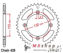 JT ZĘBATKA TYLNA 249 52 HONDA CR80 '86-02', CR85 '03-07' (24952JT) (ŁAŃC.428)
