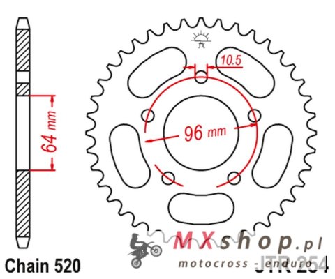 JT ZĘBATKA TYLNA 254 50 HONDA CBF 250 '04-'07 (25450JT) (ŁAŃC. 520) JT ZĘBATKA TYLNA 254 50 HONDA CBF 250 '04-'07 (25450JT) (ŁAŃC. 520)