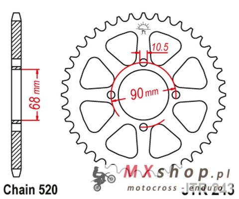 JT ZĘBATKA TYLNA 256 42 HONDA MTX 200 '83-86' (25642JT) (ŁAŃC.520 JT ZĘBATKA TYLNA 256 42 HONDA MTX 200 '83-86' (25642JT) (ŁAŃC.520