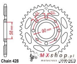 JT ZĘBATKA TYLNA 269 36 HONDA CG 125 '02-'05, CM 125 '82-'97, CB 125T '82-'88, DAELIM VC 125 '96-'99 (26936JT) (ŁAŃC. 428)