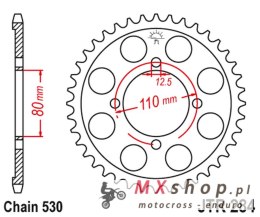 JT ZĘBATKA TYLNA 284 37 HONDA CB 650 Z,A,B,C '79-'82 (28437JT) (ŁAŃC. 530) NA ZAMÓWIENIE