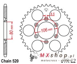JT ZĘBATKA TYLNA 3560 45 APRILIA SX 125 '08-'12, MX 125 '04-'07 (356045JT) (ŁAŃC. 520)