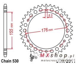JT ZĘBATKA TYLNA 4392 43 TRIUMPH 900/955/1000 (439243JT) (ŁAŃC. 530) CZARNA