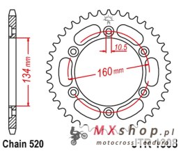 JT ZĘBATKA TYLNA 4400 45 HONDA CBR 600F '01-20', CBR 900 RR '00-03', CBR 1000 RR '04-20', VTR 1000 SP1/SP2 '00-06' (440045JT) (Ł