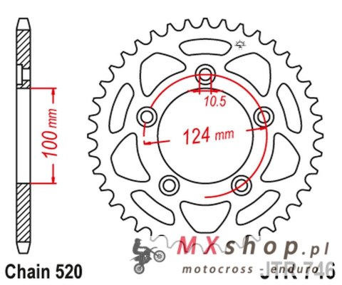 JT ZĘBATKA TYLNA 4444 46 DUCATI PANIGALE 899 14-15, SCRAMBLER 800 15-18 (-2) (444446JT) (ŁAŃC.520) JT ZĘBATKA TYLNA 4444 46 DUCATI PANIGALE 899 14-15, SCRAMBLER 800 15-18 (-2) (444446JT) (ŁAŃC.520)