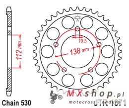JT ZĘBATKA TYLNA 4448 48 YAMAHA R6 '99-'02 (444848JT) (ŁAŃC. 530) CZARNA