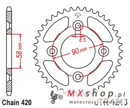 JT ZĘBATKA TYLNA 4463 37 HONDA CRF 50 '04-20'; XR 50 '00-04' (446337JT) (ŁAŃC.420)