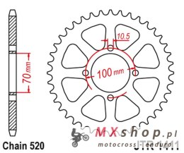 JT ZĘBATKA TYLNA 4465 50 KAWASAKI KLT 200/250 '82-85' (446550JT) (ŁAŃC.520) NA ZAMÓWIENIE