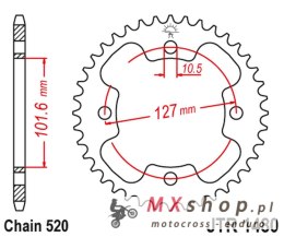 JT ZĘBATKA TYLNA 4480 38 POLARIS 450 OUTLAW '08-10', 500 PREDATOR '03-07', 525 OUTLAW '08-10' (448038JT) (ŁAŃC.520)