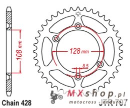JT ZĘBATKA TYLNA 4488 51 KAWASAKI KLX 125 '03-06, SUZUKI DR-Z 125 '03-20 (448851JT) (ŁAŃC. 428)