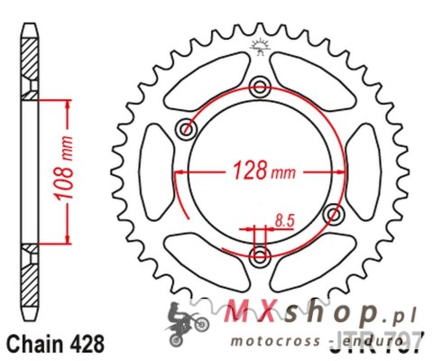 JT ZĘBATKA TYLNA 4488 51 KAWASAKI KLX 125 '03-06, SUZUKI DR-Z 125 '03-20 (448851JT) (ŁAŃC. 428) JT ZĘBATKA TYLNA 4488 51 KAWASAKI KLX 125 '03-06, SUZUKI DR-Z 125 '03-20 (448851JT) (ŁAŃC. 428)