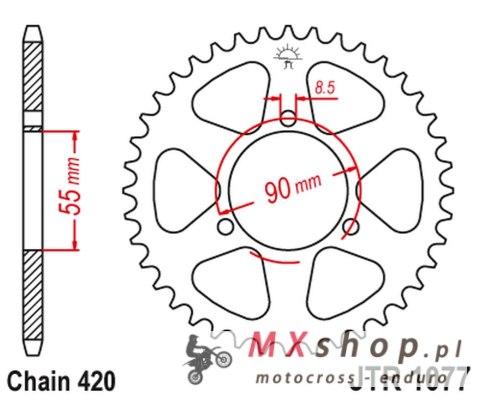 JT ZĘBATKA TYLNA 4575 47 RIEJU 50 RS2 MATRIX/PRO '03-09' NAKED '04-09 (457547JT) (ŁAŃC.420) JT ZĘBATKA TYLNA 4575 47 RIEJU 50 RS2 MATRIX/PRO '03-09' NAKED '04-09 (457547JT) (ŁAŃC.420)