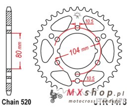 JT ZĘBATKA TYLNA 4578 40 POLARIS (457840JT) (MOŻNA STOSOWAĆ ZAMIAST 478 40 JTR478.40) (ŁAŃC. 520) NA ZAMÓWIENIE