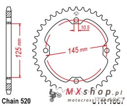 JT ZĘBATKA TYLNA 4588 45 YAMAHA YFZ 450R '09-19, YFM 250/350/450/700 RAPTOR (458845JT) (ŁAŃC. 520) - MOŻE ZASTĄPIĆ 85742JT