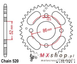 JT ZĘBATKA TYLNA 4621 31 KYMCO MXU/MXR50/150 '02-'13 (462131JT) (ŁAŃC. 520)