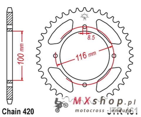 JT ZĘBATKA TYLNA 467 47 KAWASAKI KX 80/85 '86-'17 (46747JT) (ŁAŃC. 420) JT ZĘBATKA TYLNA 467 47 KAWASAKI KX 80/85 '86-'17 (46747JT) (ŁAŃC. 420)