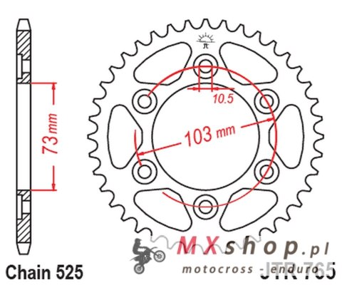 JT ZĘBATKA TYLNA 4731 43 DUCATI MULTISTRADA 950 '17-20 (473143JT) (ŁAŃC. 525) JT ZĘBATKA TYLNA 4731 43 DUCATI MULTISTRADA 950 '17-20 (473143JT) (ŁAŃC. 525)