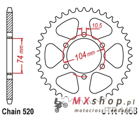 JT ZĘBATKA TYLNA 475 40 KAWASAKI KL 250 '77-78', KE 250 '77-79' (47540JT) (ŁAŃC520) JT ZĘBATKA TYLNA 475 40 KAWASAKI KL 250 '77-78', KE 250 '77-79' (47540JT) (ŁAŃC520)