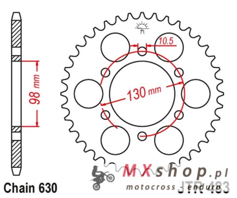 JT ZĘBATKA TYLNA 483 33 KAWASAKI Z 900 '73-76' (48333JT) (ŁAŃC.630) JT ZĘBATKA TYLNA 483 33 KAWASAKI Z 900 '73-76' (48333JT) (ŁAŃC.630)