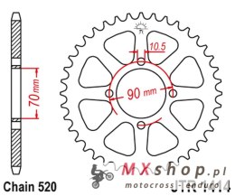 JT ZĘBATKA TYLNA 5302 43 KAWASAKI KSF 250 MOJAVE '87-04', KEF 300 LAKOTA '95-03' (530243JT) (ŁAŃC.520)