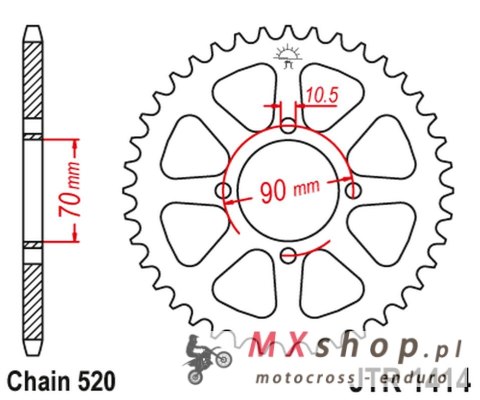 JT ZĘBATKA TYLNA 5302 43 KAWASAKI KSF 250 MOJAVE '87-04', KEF 300 LAKOTA '95-03' (530243JT) (ŁAŃC.520) JT ZĘBATKA TYLNA 5302 43 KAWASAKI KSF 250 MOJAVE '87-04', KEF 300 LAKOTA '95-03' (530243JT) (ŁAŃC.520)