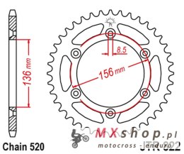 JT ZĘBATKA TYLNA 702 42 GAS GAS 400/450 SM '03-04, 450/515 SM '09, HUSQVARNA SMR 450/SM 510 '05-10, TE 630 '10-12 (70242JT) (ŁAŃ