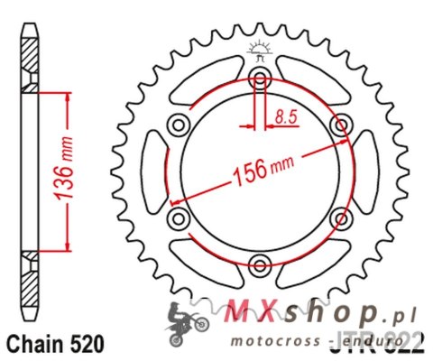JT ZĘBATKA TYLNA 702 42 GAS GAS 400/450 SM '03-04, 450/515 SM '09, HUSQVARNA SMR 450/SM 510 '05-10, TE 630 '10-12 (70242JT) (ŁAŃ JT ZĘBATKA TYLNA 702 42 GAS GAS 400/450 SM '03-04, 450/515 SM '09, HUSQVARNA SMR 450/SM 510 '05-10, TE 630 '10-12 (70242JT) (ŁAŃ
