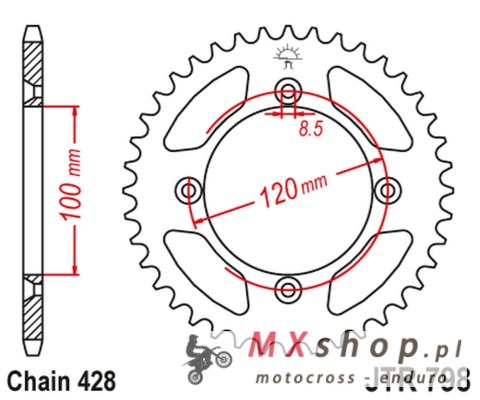 JT ZĘBATKA TYLNA 798 50 SUZUKI RM 80 '83-01, YAMAHA YZ 85 '02-24 (79850JT) (ŁAŃC. 428) JT ZĘBATKA TYLNA 798 50 SUZUKI RM 80 '83-01, YAMAHA YZ 85 '02-24 (79850JT) (ŁAŃC. 428)