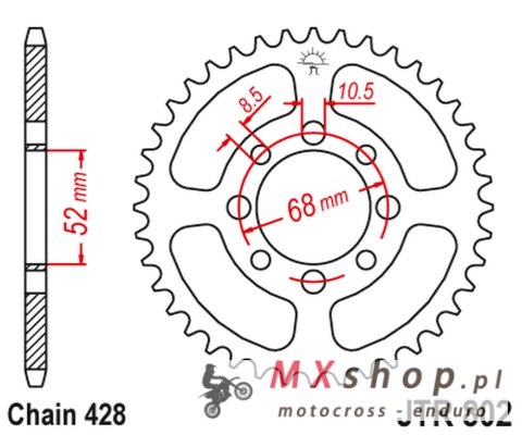 JT ZĘBATKA TYLNA 802 46 SUZUKI TS 90 '72, GT 100 '76, RM 80 '80-81, RV 90 '73-77, KAWASAKI KZR 100, KE 100 '80, (80246JT) (ŁAŃC. JT ZĘBATKA TYLNA 802 46 SUZUKI TS 90 '72, GT 100 '76, RM 80 '80-81, RV 90 '73-77, KAWASAKI KZR 100, KE 100 '80, (80246JT) (ŁAŃC.